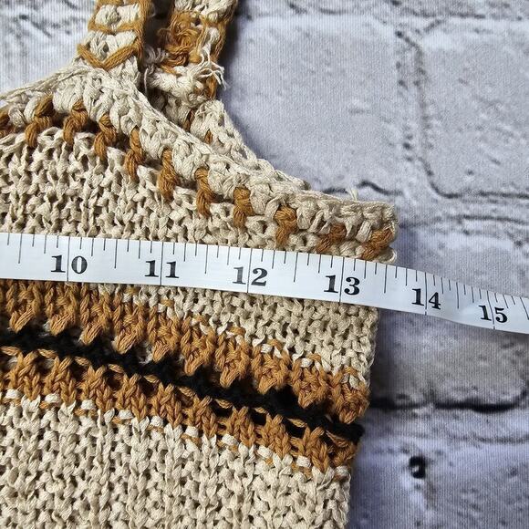 Forever21 Crochet Knit Sweater Crop Top Taupe Beige Cotton Blend New Size Medium - Picture 9 of 11